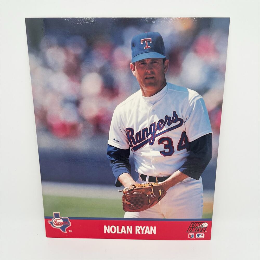 Vintage 1991 MLB Pitcher Nolan Ryan Line Drive Baseball Action Photo 8x10